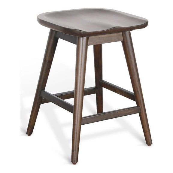 Pemberly Row Contemporary 24" Wood Saddle Seat Counter Stool