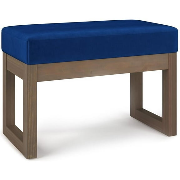 Pemberly Row Contemporary 26" Footstool Ottoman in Blue Velvet
