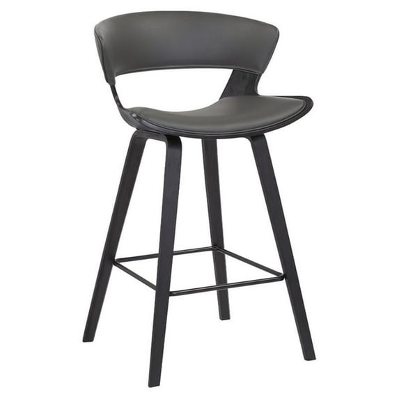 Pemberly Row Contemporary 26" Wood Counter Stool in Gray/Black
