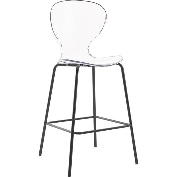 Pemberly Row Contemporary 27.5"H Counter Stool in Matte Black (Set of 2)