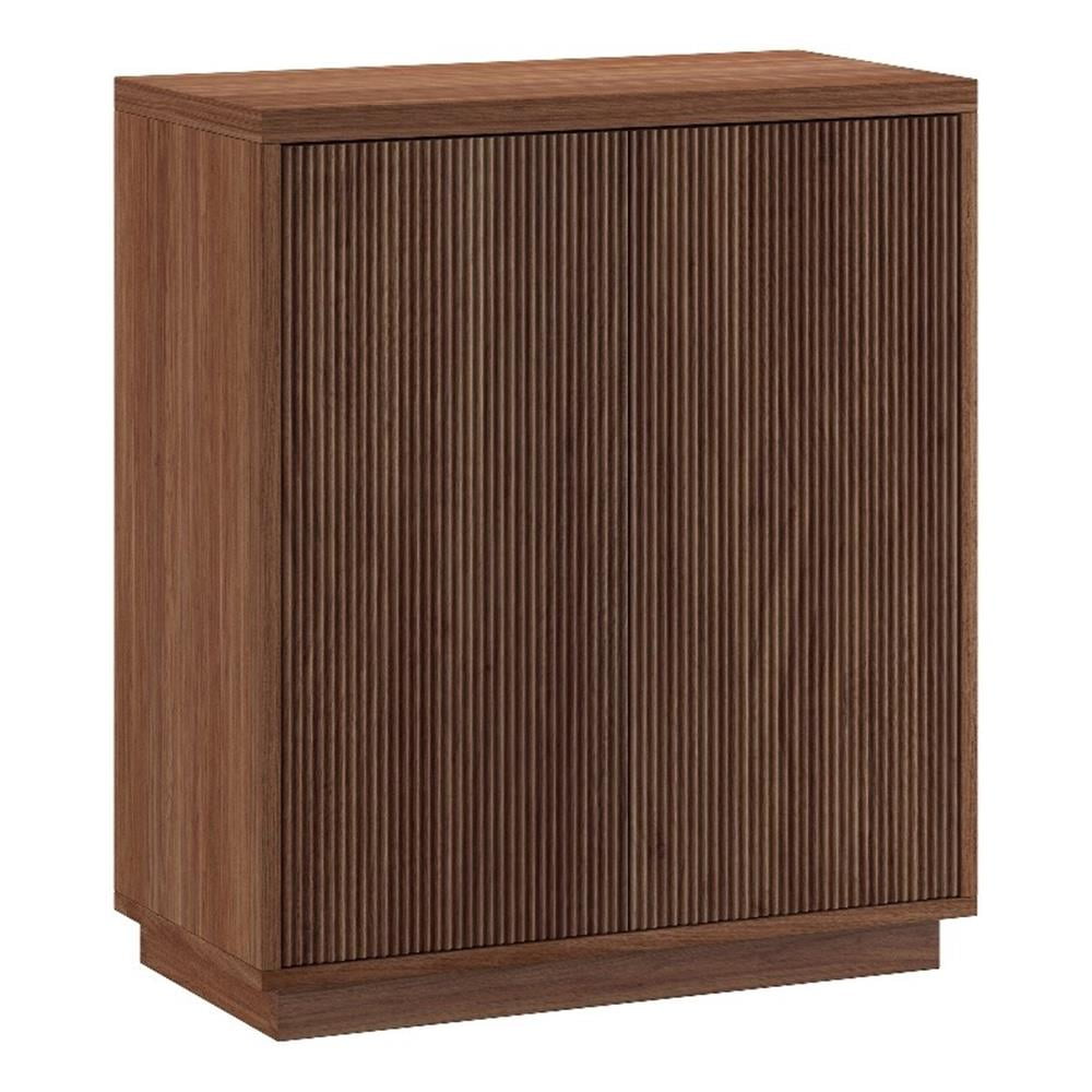 Pemberly Row Contemporary 27.75" Satin Walnut MDF Accent Cabinet