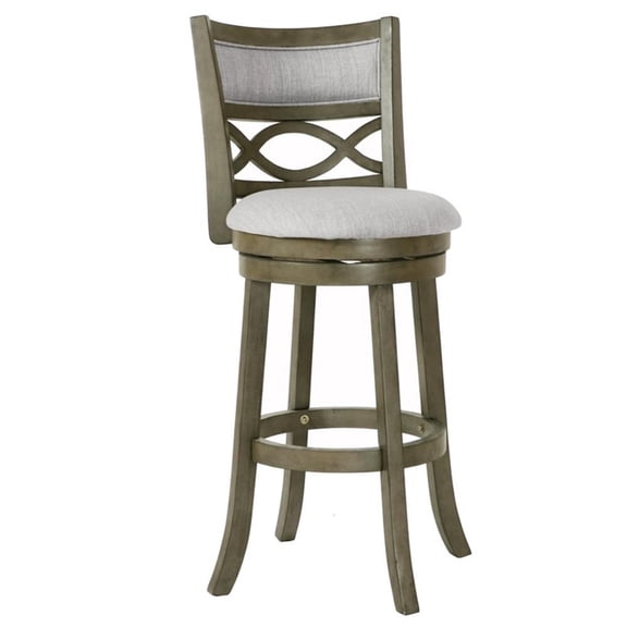 Pemberly Row Contemporary 29" Solid Wood Bar Stool in Olive Gray