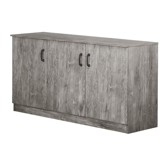 Pemberly Row Contemporary 3-Door Credenza Storage Cabinet in Gray Oak