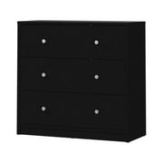 Pemberly Row Contemporary 3 Drawer Chest Dresser in Black