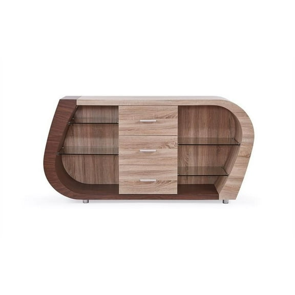 Pemberly Row Contemporary 3 Drawer Oak And Walnut Buffet