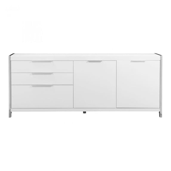 Pemberly Row Contemporary 3 Drawer Sideboard in White