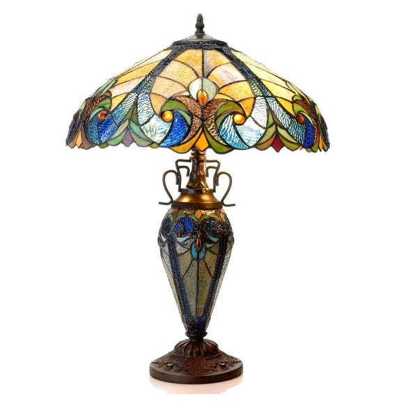 Pemberly Row Contemporary 3 Light Victorian Double Lit Table Lamp 18" Shade