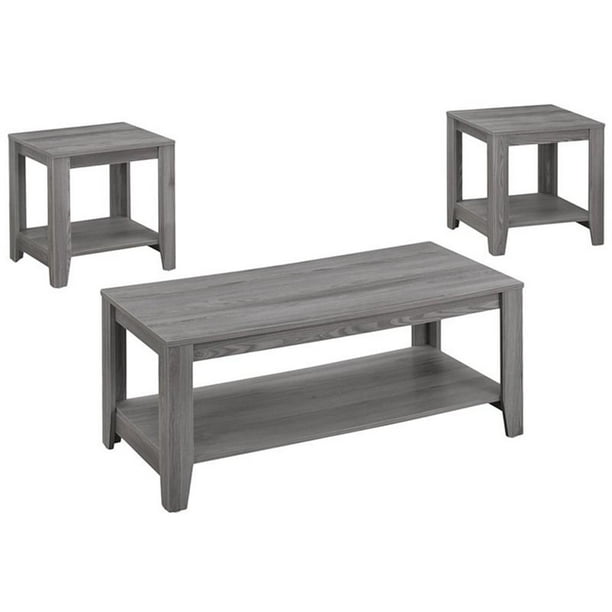 Pemberly Row 3 Piece Contemporary Coffee & End Table Set with