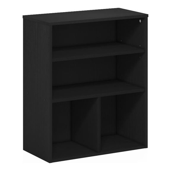 Pemberly Row Contemporary 3-Tier Display Bookcase in Black Oak