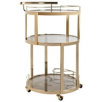 Pemberly Row Contemporary 3 Tier Glass Bar Cart in Gold Finish