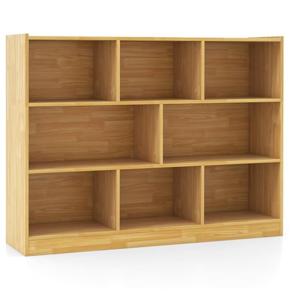 Pemberly Row Contemporary 3-tier Open Bookcase 8-Cube in Yellow