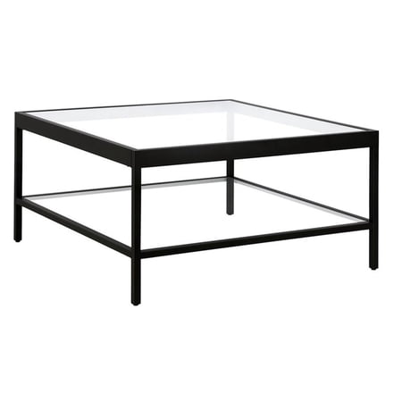 Pemberly Row Contemporary 32" Square Coffee Table in Black/Bronze
