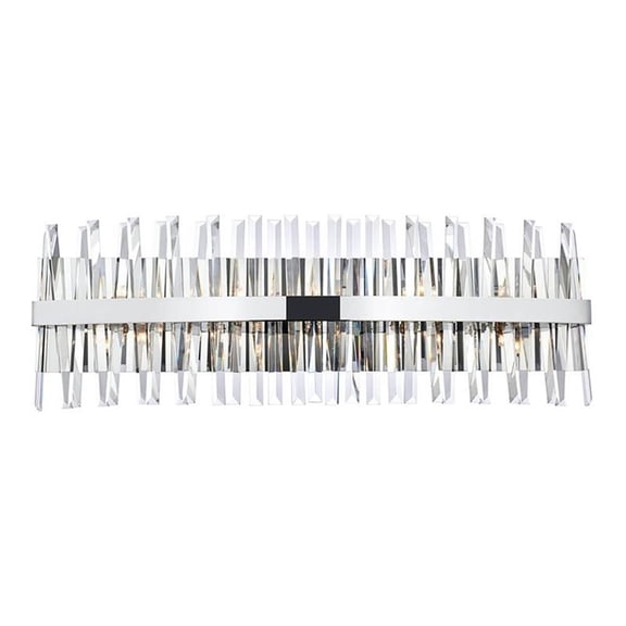 Pemberly Row Contemporary 36" Iron and Crystal Bath Sconce in Chrome