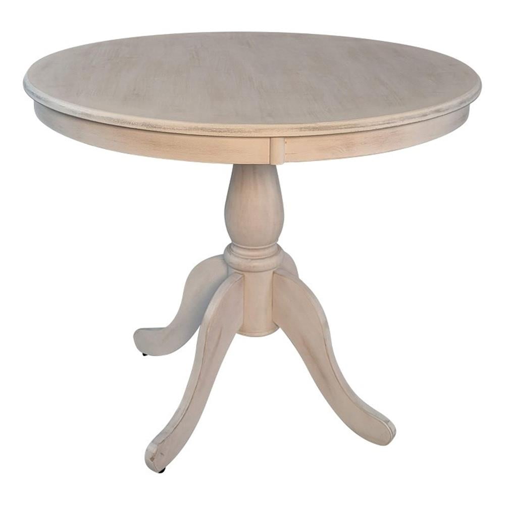 Pemberly Row Contemporary 36" Round Pedestal Dining Table in Whitewash ...