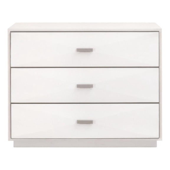 Pemberly Row Contemporary 38" Faux Shagreen 3D Front 3-Drawer Nightstand