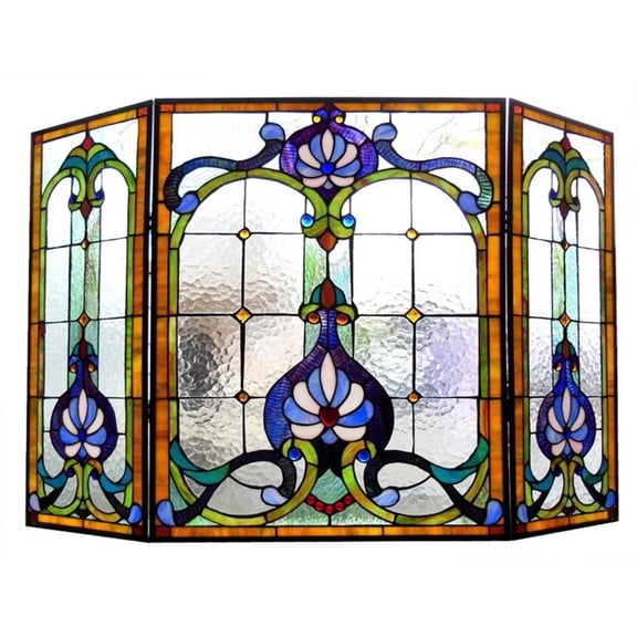 Pemberly Row Contemporary 3pcs Folding Victorian Fireplace Screen 44" Wide