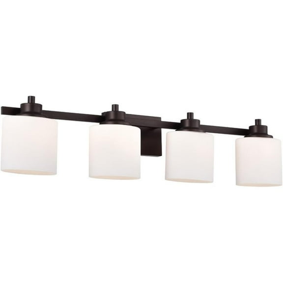 Pemberly Row Contemporary 4 Light Oil Rubbed Bronze Bath Vanity Fixture 33" Wide