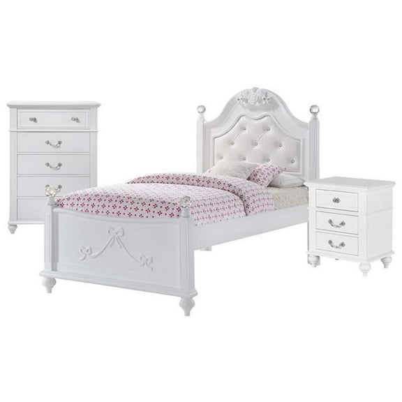 Pemberly Row Contemporary 4 Piece Twin Platform Bedroom Set in White
