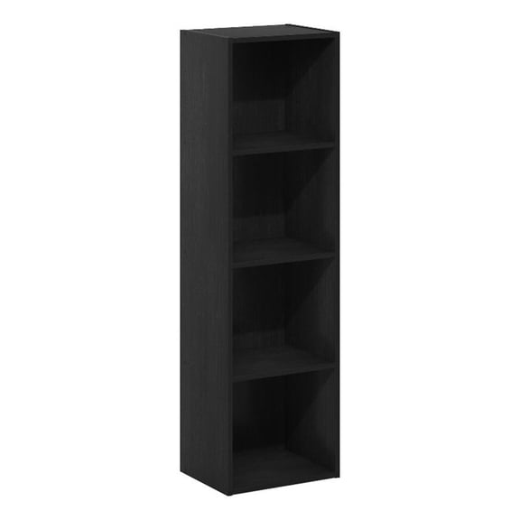 Pemberly Row Contemporary 4-Tier Open Shelf Bookcase in Blackwood