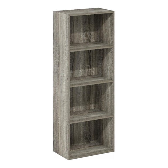 Pemberly Row Contemporary 4-Tier Open Shelf Bookcase in French Oak