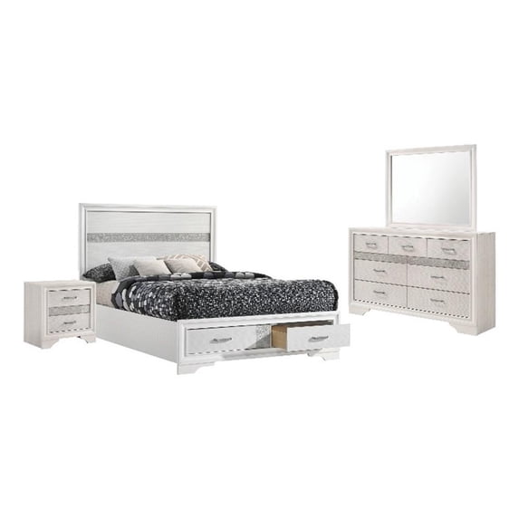 Pemberly Row Contemporary 4-piece California King Bedroom Set White