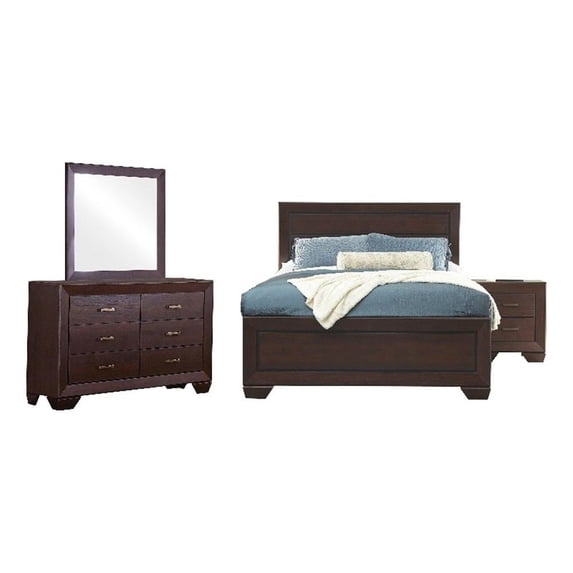 Pemberly Row Contemporary 4-piece Eastern King Bedroom Set Dark Cocoa