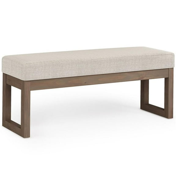 Pemberly Row Contemporary 44" Fabric Upholstered Ottoman Bench in Off-White