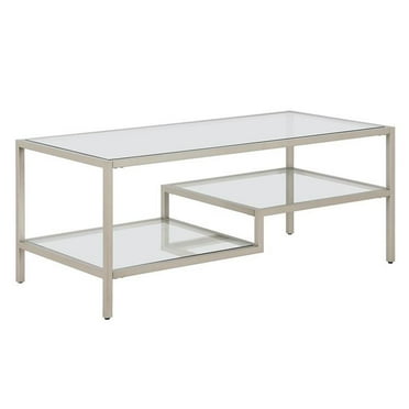 Pemberly Row Contemporary 45 in. Satin Nickel Metal Coffee Table