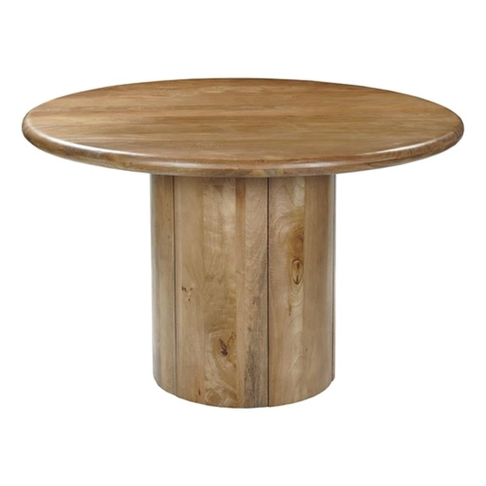 Pemberly Row Contemporary 48" Round Solid Wood Dining Table in Brown ...