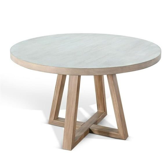 Pemberly Row Contemporary 48" Solid Wood Round Dining Table in Gray