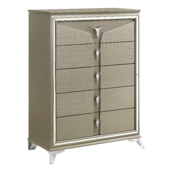 Pemberly Row Contemporary 5-Drawer Chest Made with Wood in Silver
