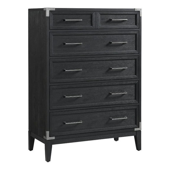 Pemberly Row Contemporary 5-Drawer Chest Weathered Steel in Silver