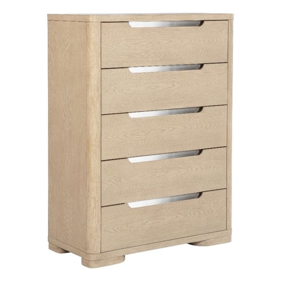 Pemberly Row Contemporary 5-Drawer Chest of Drawers in Light Elm