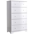 thumbnail image 1 of Pemberly Row Contemporary 5-Drawer Solid Pine Wood Chest Dresser in White, 1 of 8