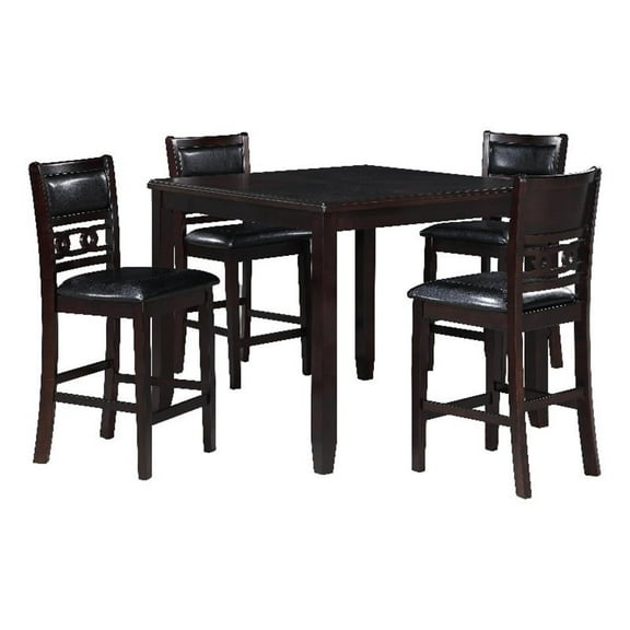 Pemberly Row Contemporary 5-Piece Transitional Wood Counter Set in Ebony