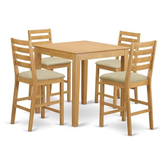 Pemberly Row Contemporary 5-Piece Wood Counter Height Dining Set in Oak