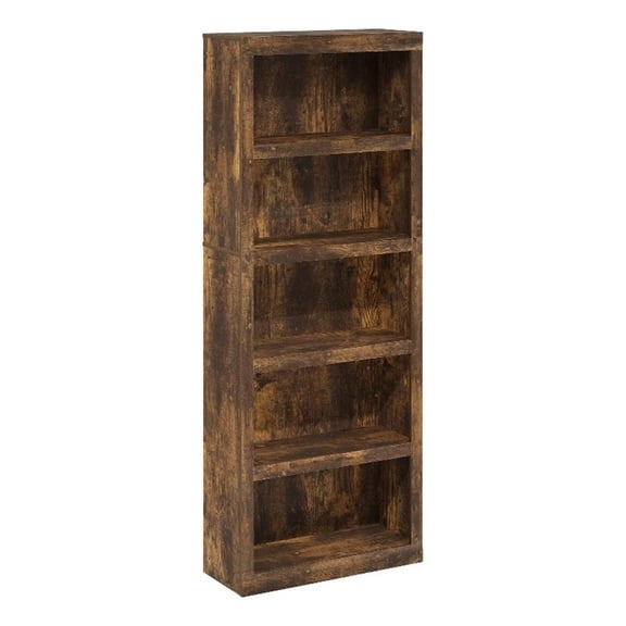 Pemberly Row Contemporary 5-Tier Open Shelf Bookcase in Amber Pine