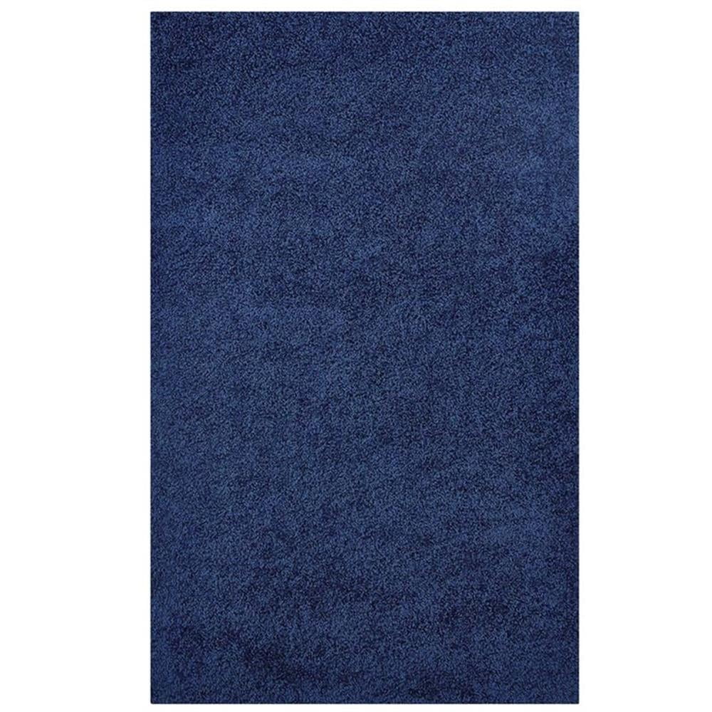 Enyssa Navy Solid Shag Synthetic Area Rug 5' x 8'