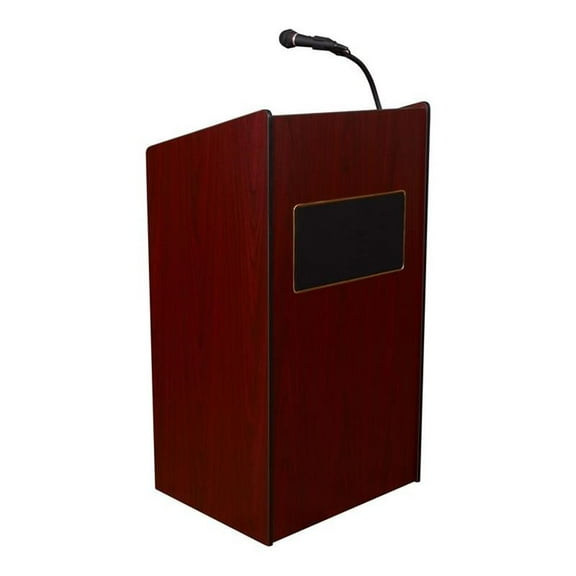Pemberly Row Contemporary 50W Wood Sound Lectern in Mahogany