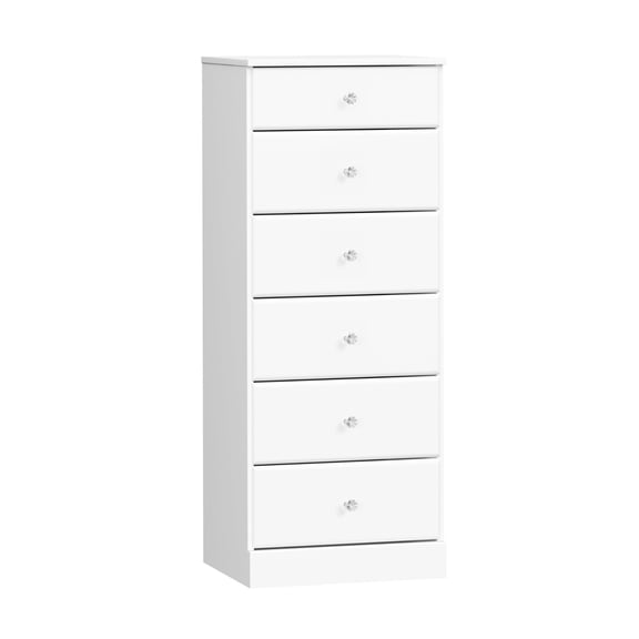Pemberly Row Contemporary 52" Tall 6 Drawer Tall Wood Chest for Bedroom in White