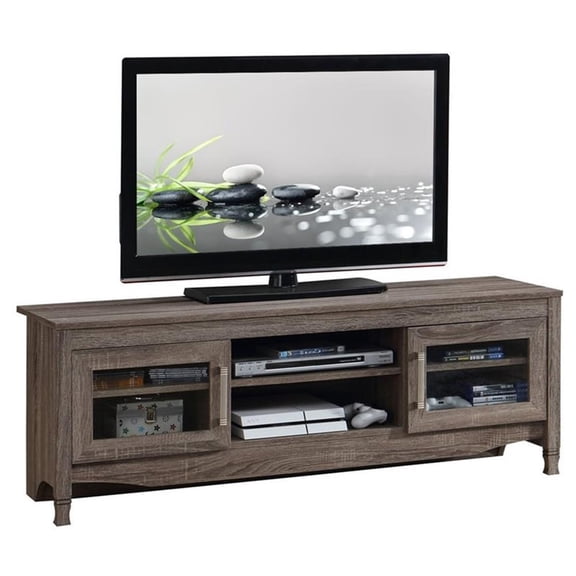 Pemberly Row Contemporary 53" TV Stand in Gray Driftwood Finish