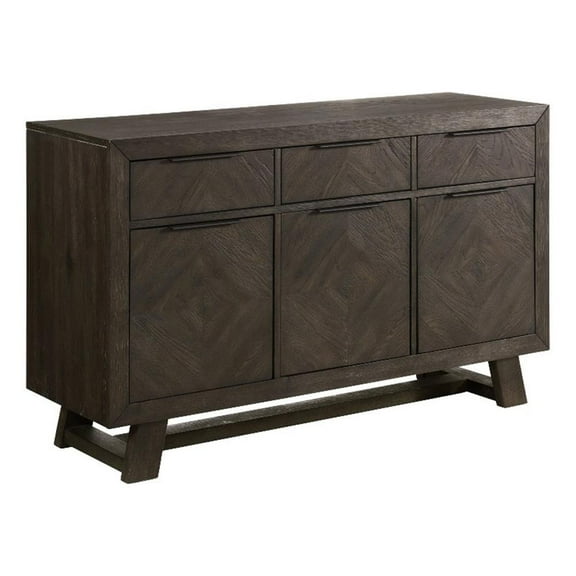 Pemberly Row Contemporary 56" Transitional Wood Server in Brown