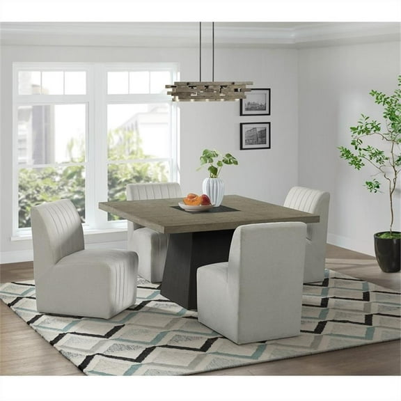 Pemberly Row Contemporary 5PC Standard Height Dining Set in Gray