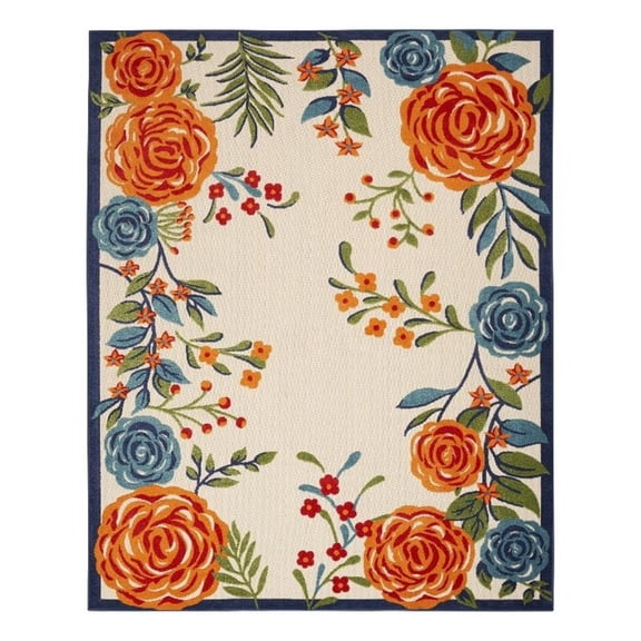 Pemberly Row Contemporary 63x89" Contemporary Fabric Rug in Multi-Color