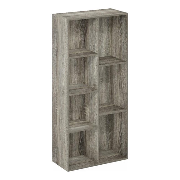 Pemberly Row Contemporary 7-Cube Reversible Open Shelf in French Oak