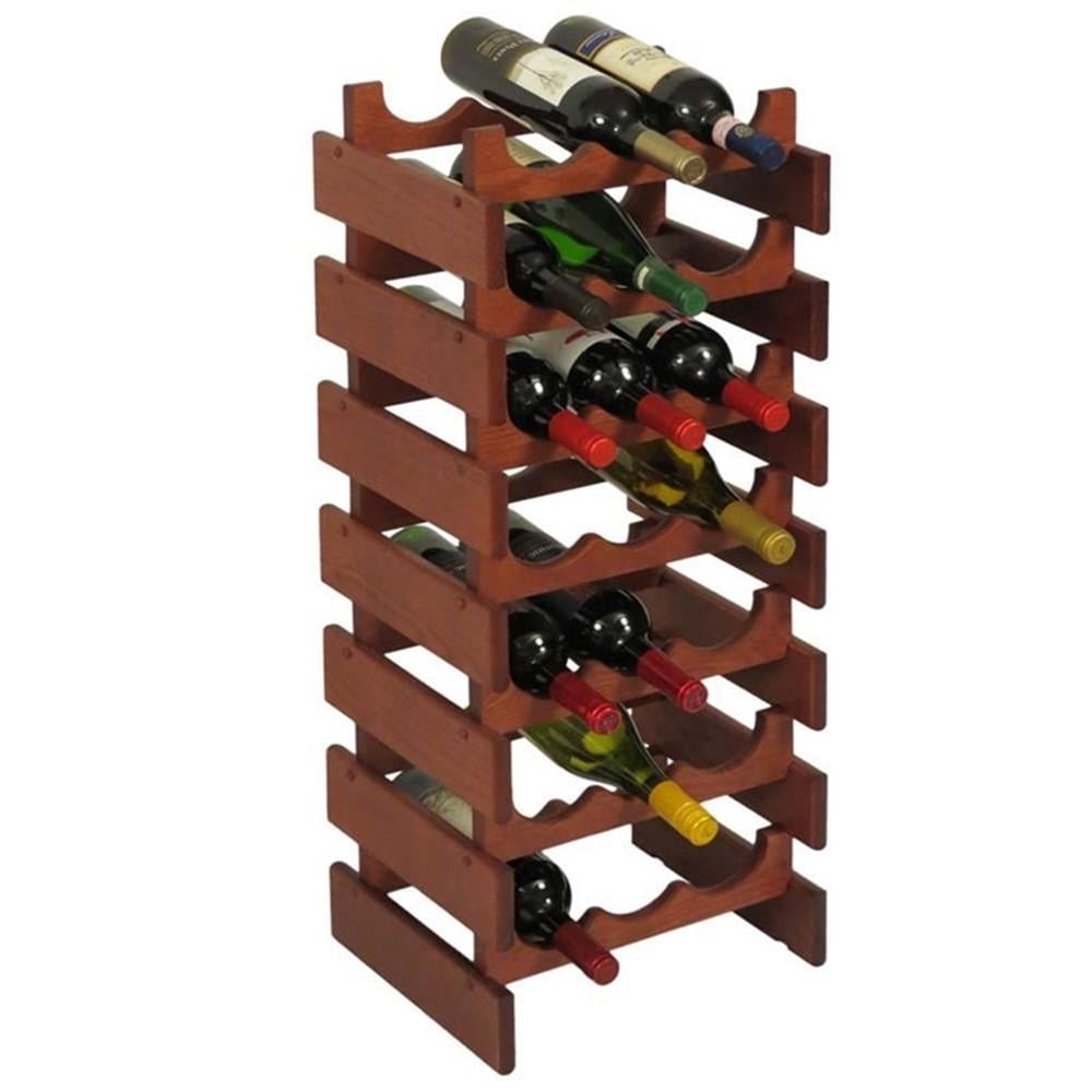 Pemberly Row Contemporary 7 Tier 21 Bottle Wine Rack in Mahogany ...