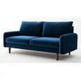 thumbnail image 1 of Pemberly Row Contemporary 70" Round Arm Upholstered Velvet Sofa in Blue, 1 of 15