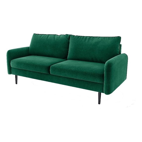 Pemberly Row Contemporary 70" Round Arm Velvet Sofa in Green