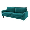 thumbnail image 1 of Pemberly Row Contemporary 70" Round Arm Velvet Sofa in Teal/Black, 1 of 5