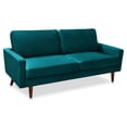 thumbnail image 1 of Pemberly Row Contemporary 70" Square Arm Velvet Sofa in Teal Blue, 1 of 7